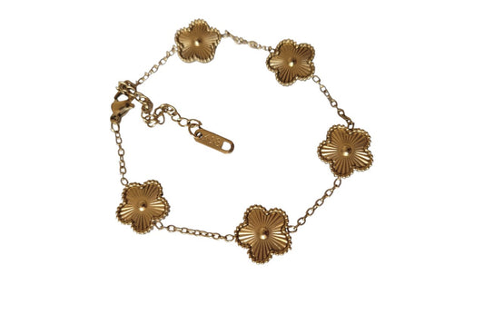 Genérico Pulsera de flores de acero inoxidable, dorada, minimalista, indecolorable para mujer