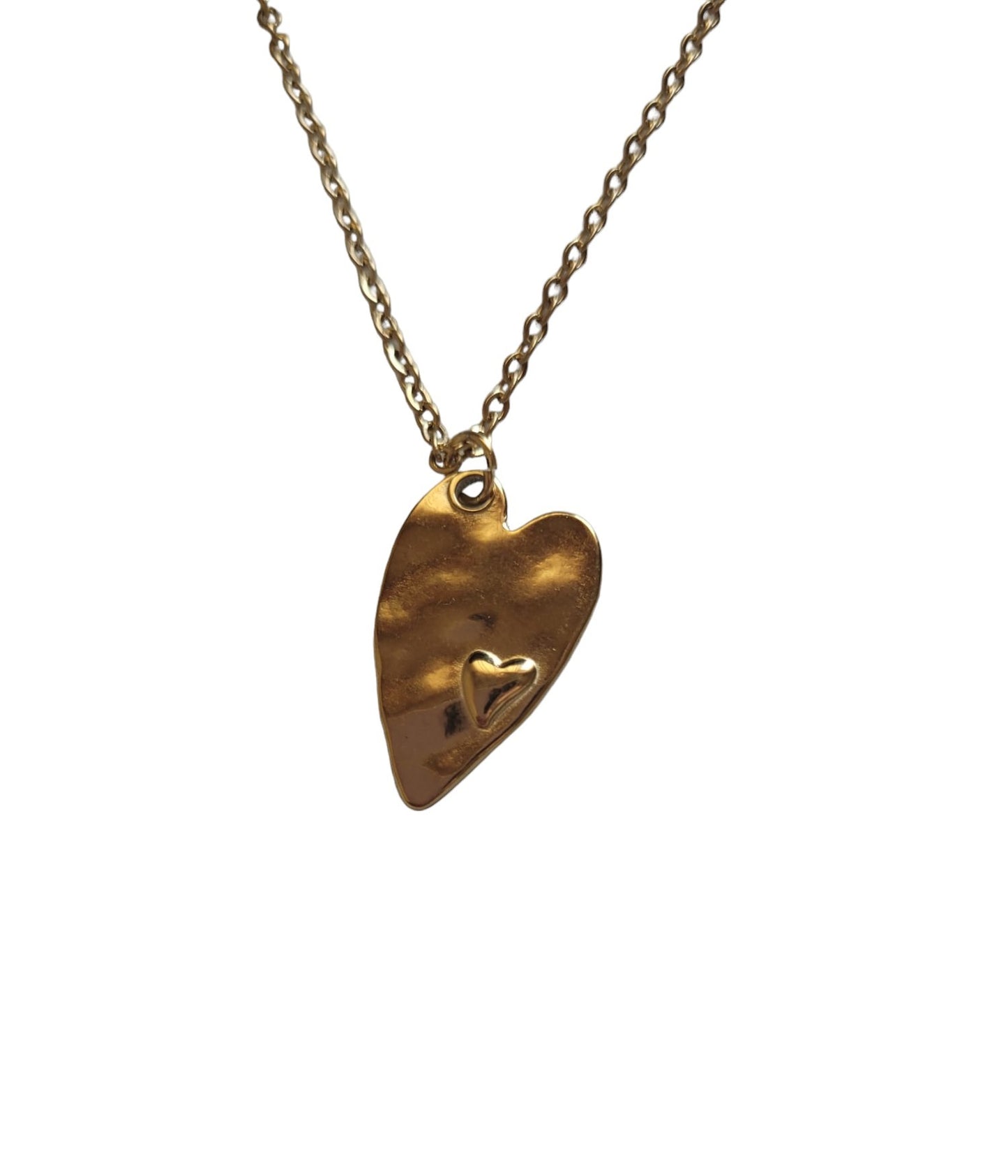 Collar Geométrico Corazón de Acero Inoxidable Enchapado en Oro, Joyería Playa para Mujer