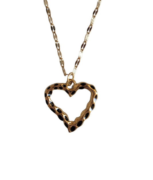 Genérico Collar de corazón de acero inoxidable con estampado de leopardo, joyería de playa para mujer