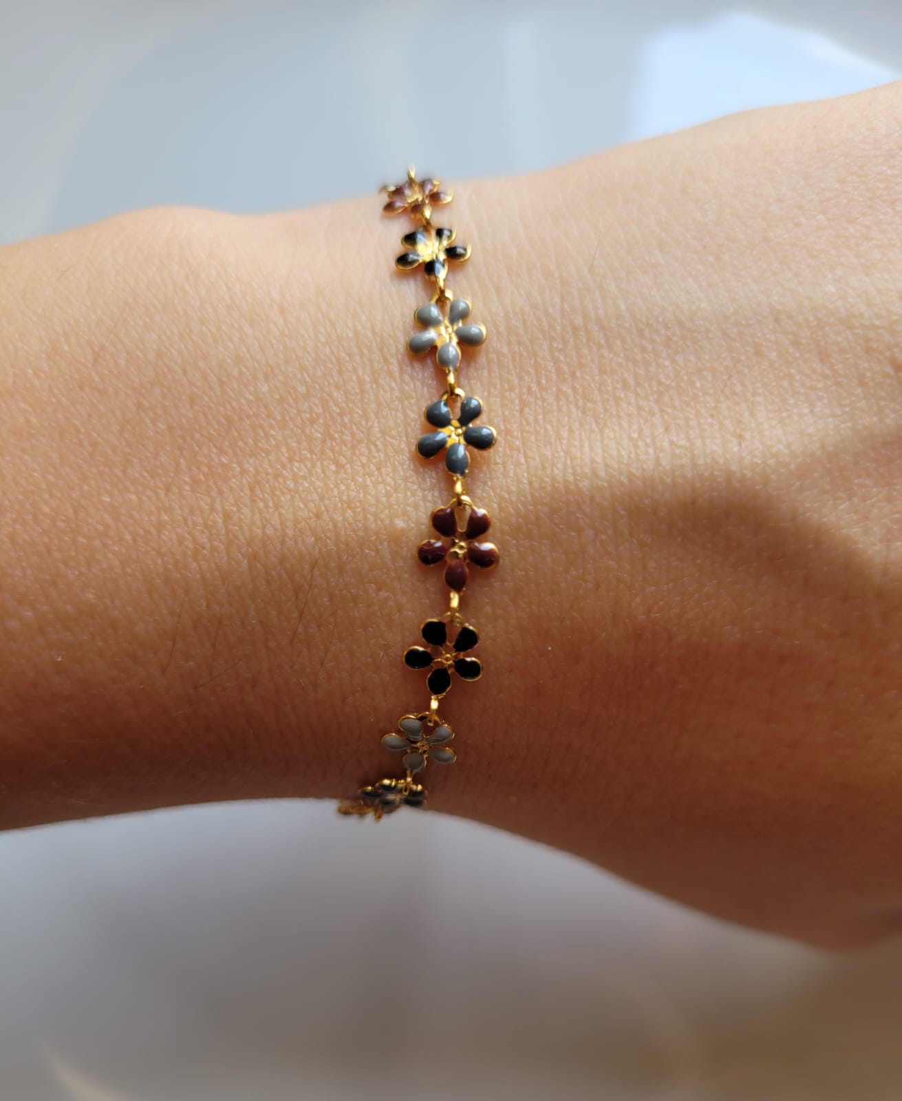 Genérico Pulseras con dijes de acero inoxidable, pulseras para mujeres y niñas, pulseras de flores diminutas, pulseras minimalistas