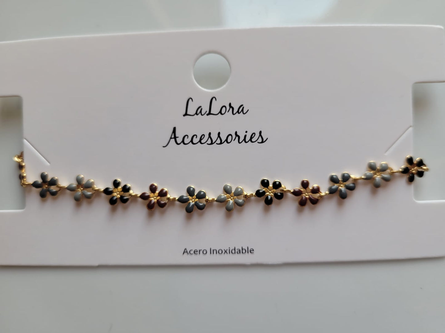 Genérico Pulseras con dijes de acero inoxidable, pulseras para mujeres y niñas, pulseras de flores diminutas, pulseras minimalistas