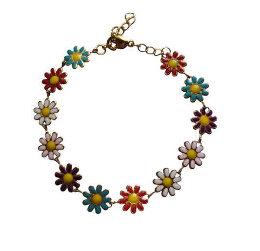 Genérico Pulseras Margarita de colores, pulseras de encanto de acero inoxidable, pulseras para mujeres y niñas, pulseras coloridas, pulseras minimalistas