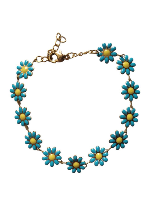 Genérico Pulseras Azul Margarita, pulseras de encanto de acero inoxidable, pulseras para mujeres y niñas, pulseras coloridas, pulseras minimalistas